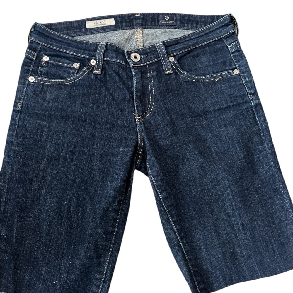AG Dark Indigo Straight-Leg Women’s Jean Shorts Cutoff Raw Hem 26